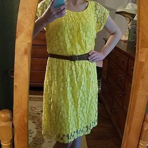 Roz & Ali Yellow Lace Lined Dress